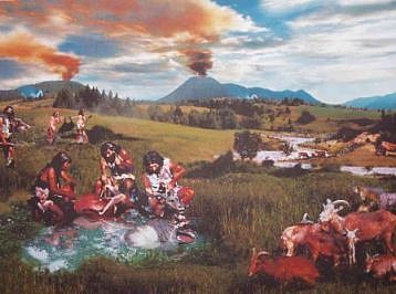 Diorama of Neolithic activity on Fortress Hill